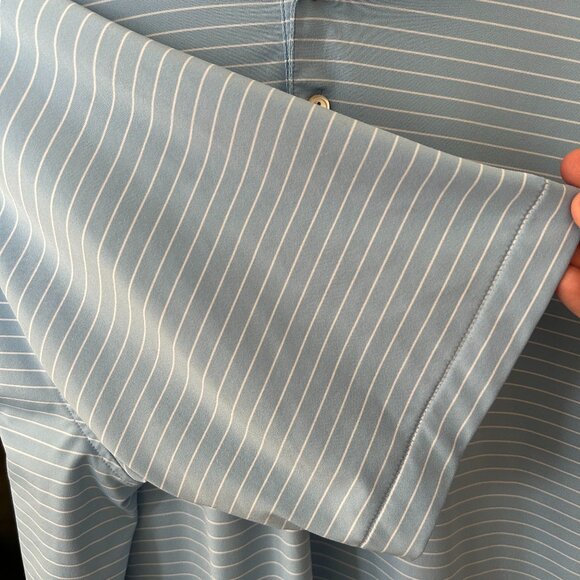 Peter Millar Summer Comfort Button Polo - Blue and White Stripe - XXL - Picture 4 of 5